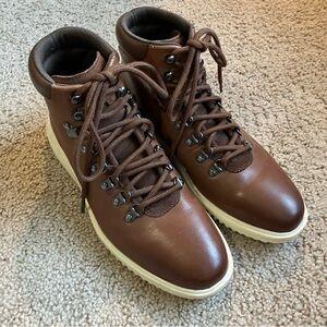 Cole Haan Grand+ Boot British Brown Leather Lace-Up Hiking Boots with Cream Sole